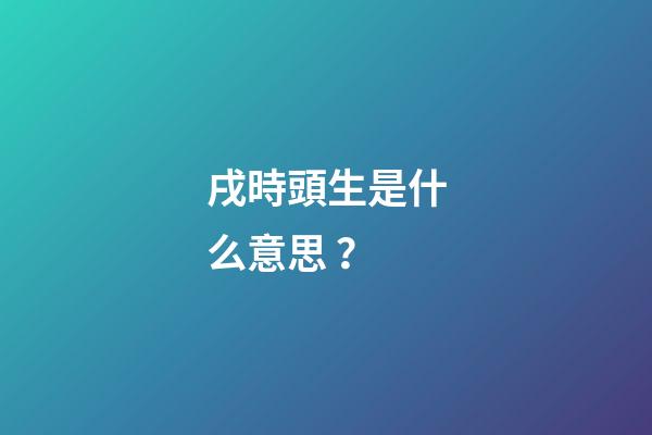戌時頭生是什么意思？